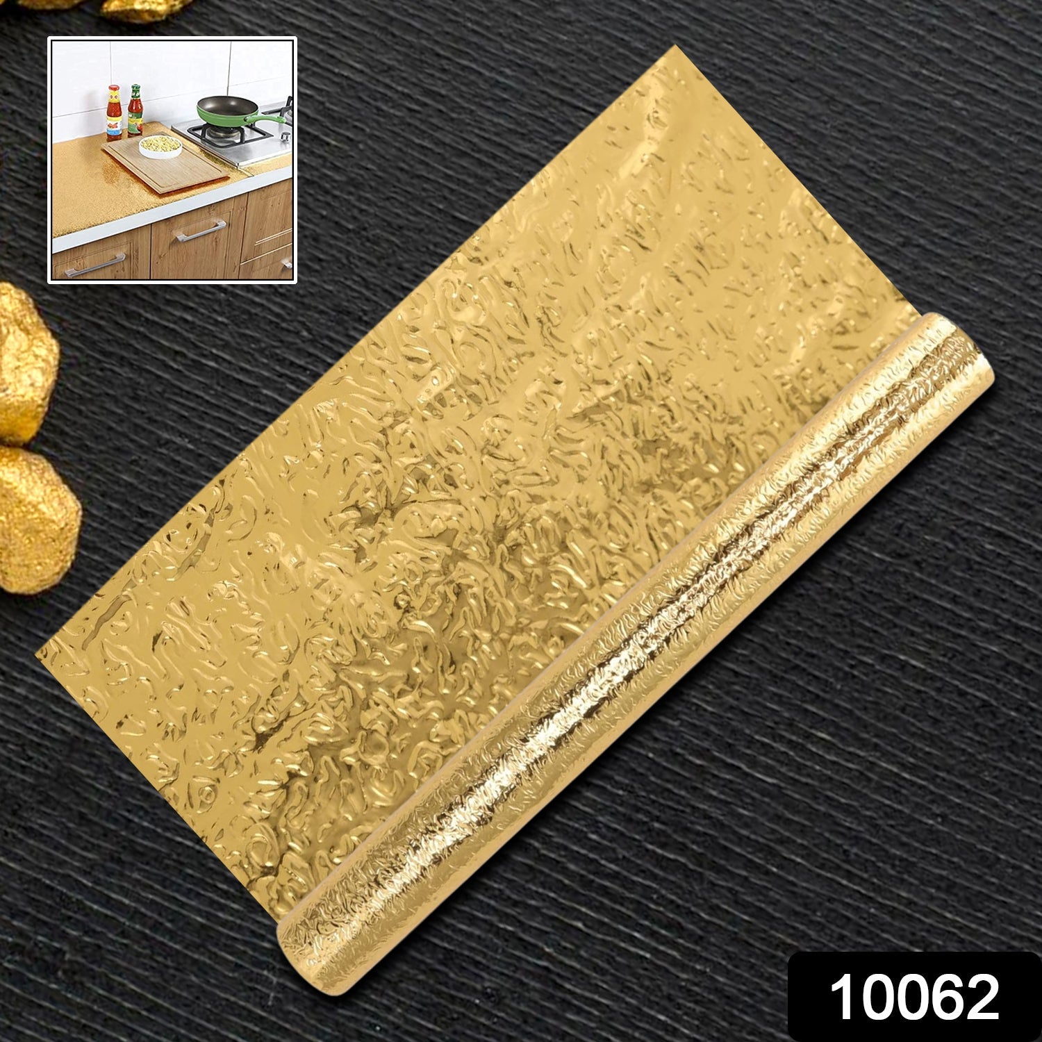Oil Proof Sticker, Waterproof Self Adhesive Aluminum Foil Wallpaper (60 cm×2m / Golden / 1 Pc) - Phoenix Addicts