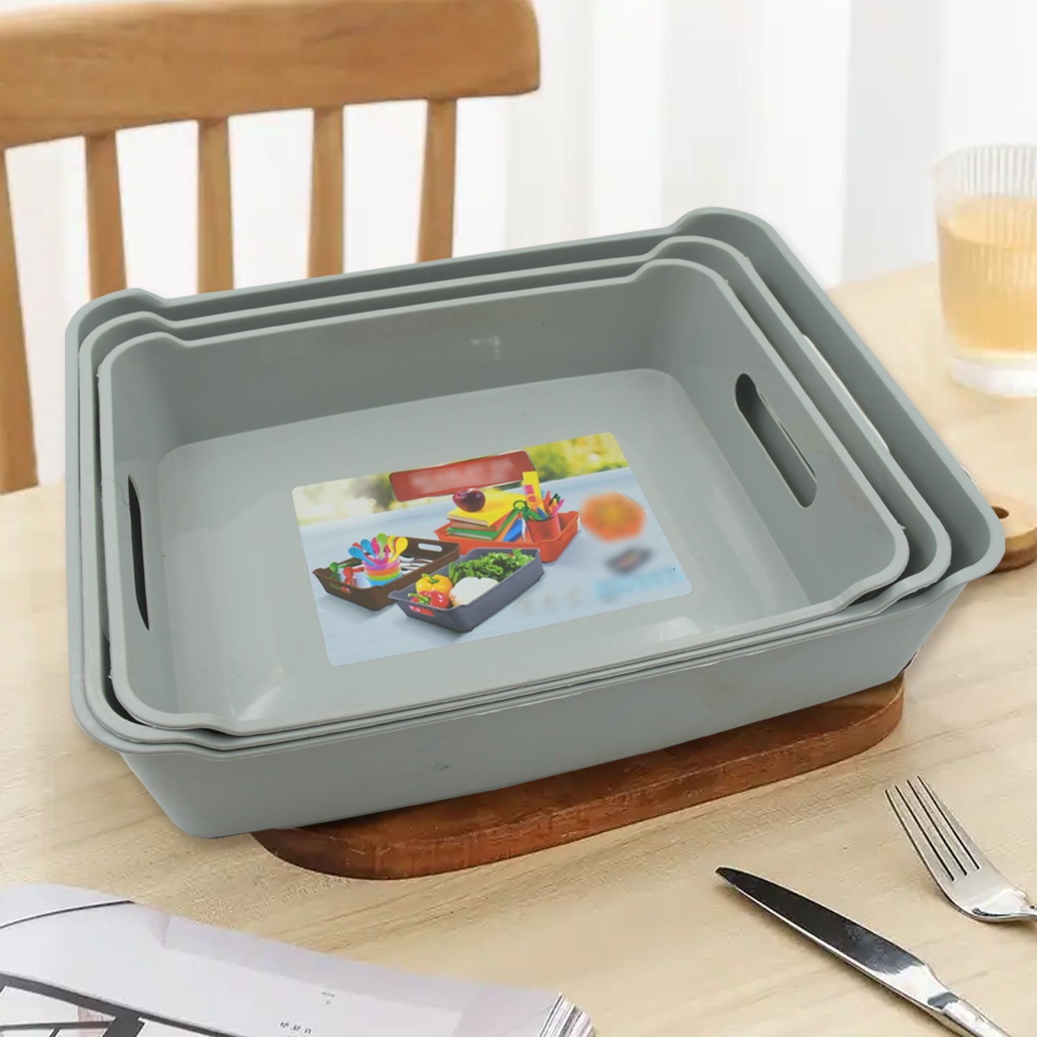 Multipurpose Organising & Storage Plastic Tray,  Fruit & Vegetable/ Multi Purpose Tray, Organizer for Kitchen, Countertop, Cabinet, Bathroom Plastic Storage Basket For Store Fruits, Vegetables, Magazines, Cosmetics, Stationary Set of 3 - Phoenix Addicts
