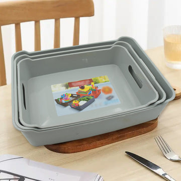 Multipurpose Organising & Storage Plastic Tray,  Fruit & Vegetable/ Multi Purpose Tray, Organizer for Kitchen, Countertop, Cabinet, Bathroom Plastic Storage Basket For Store Fruits, Vegetables, Magazines, Cosmetics, Stationary Set of 3 - Phoenix Addicts