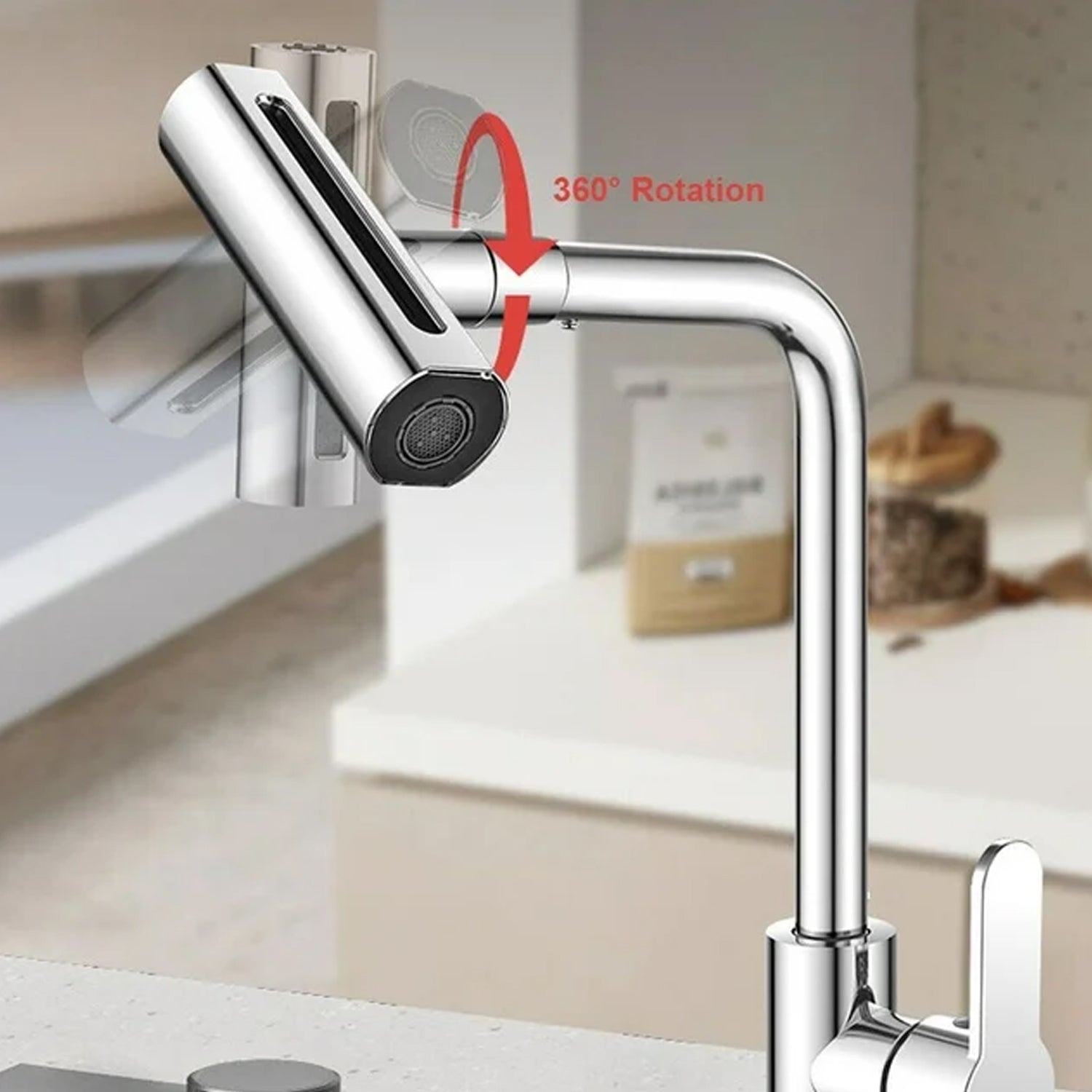 Multifunction Shower Waterfall Kitchen Faucet, 360° Rotation Waterfall Kitchen Faucet, Touch Kitchen Faucet, Faucet Extender for Kitchen Sink, Swivel Waterfall Kitchen Faucet for Washing Vegetable Fruit (4 In 1 ) - Phoenix Addicts