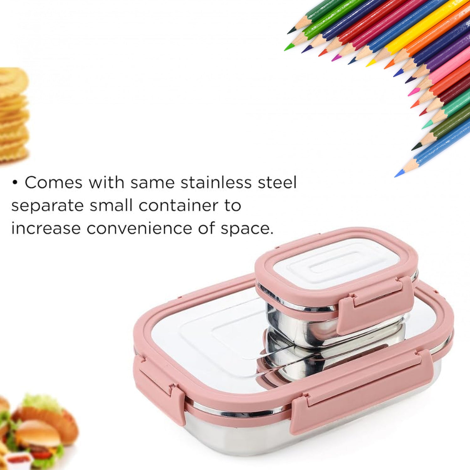 Premium Stainless Steel Leak Proof Air Tight Lunch Boxes (900ML+200ML Approx / 2 Pc Set) - Phoenix Addicts