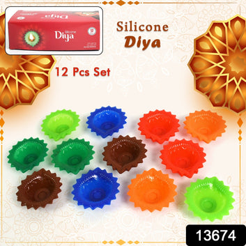 Silicone Diya for Diwali Attractive Design Colourful Diya Combo (12 Pcs Set)