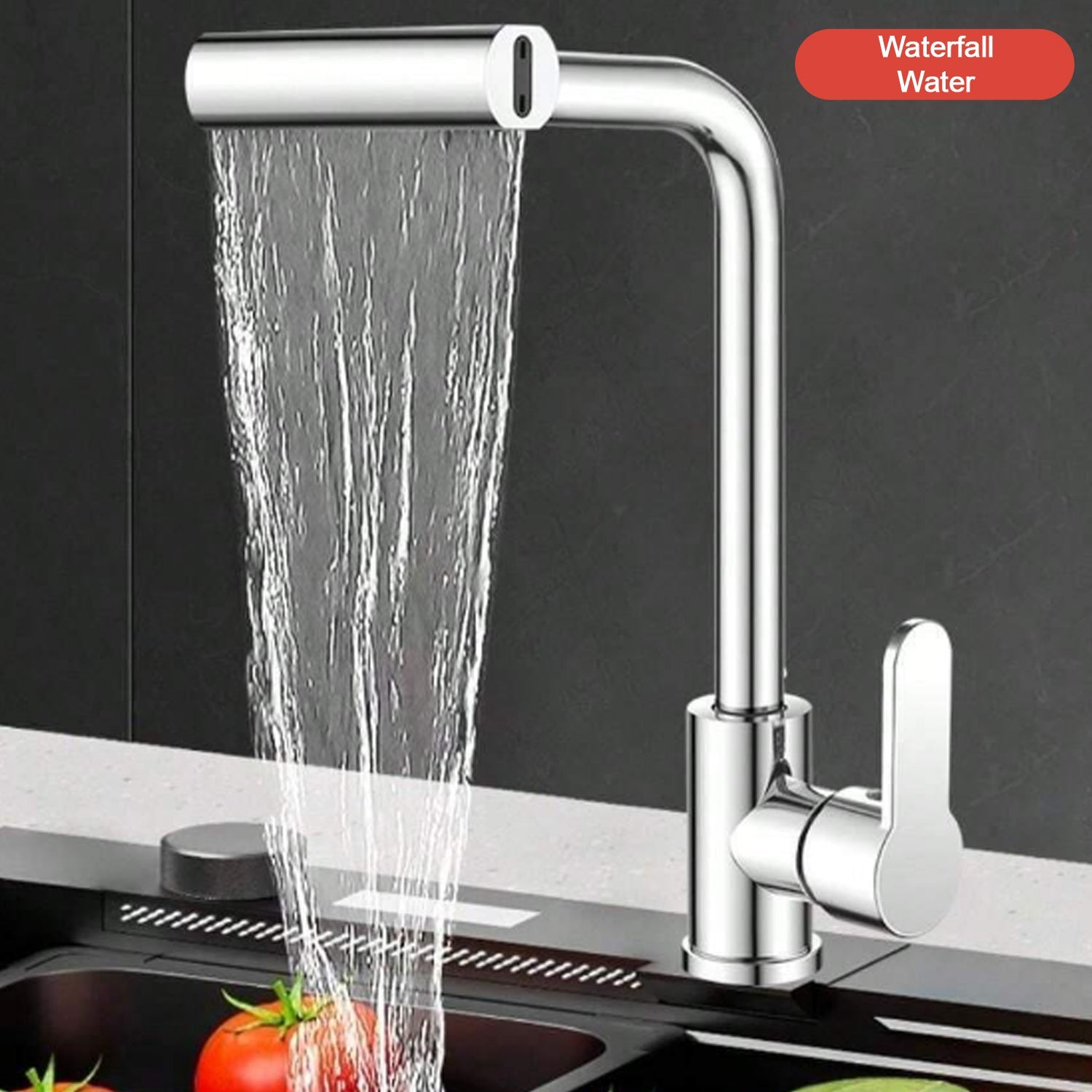 Multifunction Shower Waterfall Kitchen Faucet, 360° Rotation Waterfall Kitchen Faucet, Touch Kitchen Faucet, Faucet Extender for Kitchen Sink, Swivel Waterfall Kitchen Faucet for Washing Vegetable Fruit (4 In 1 ) - Phoenix Addicts