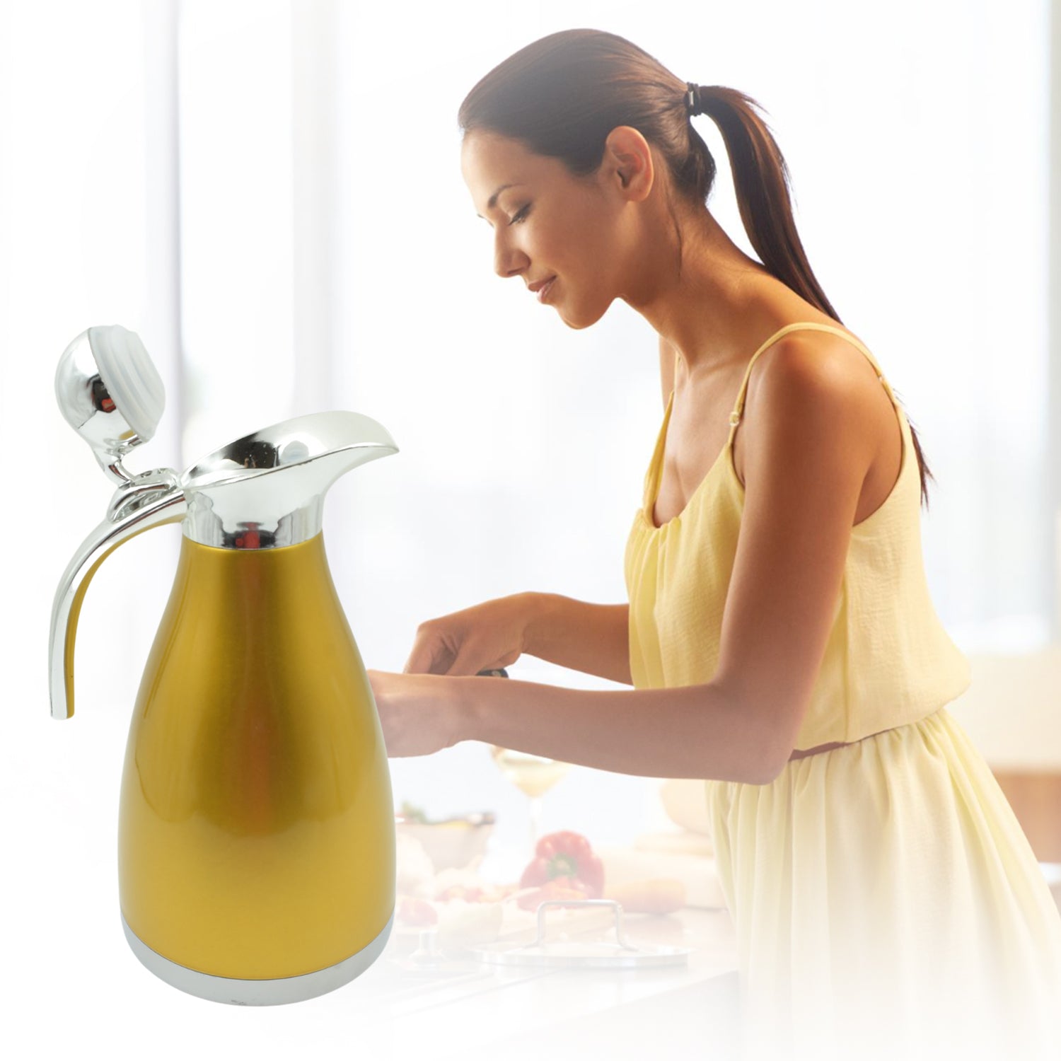 Vacuum Insulated Kettle Jug, Vacuum Insulated Thermos Kettle Jug Insulated Vacuum Flask, Vacuum Kettle Jug Stainless Steel For Milk ,Tea ,Beverage Home Office Travel Coffee (1.5 Ltr / 1Pc) - Phoenix Addicts