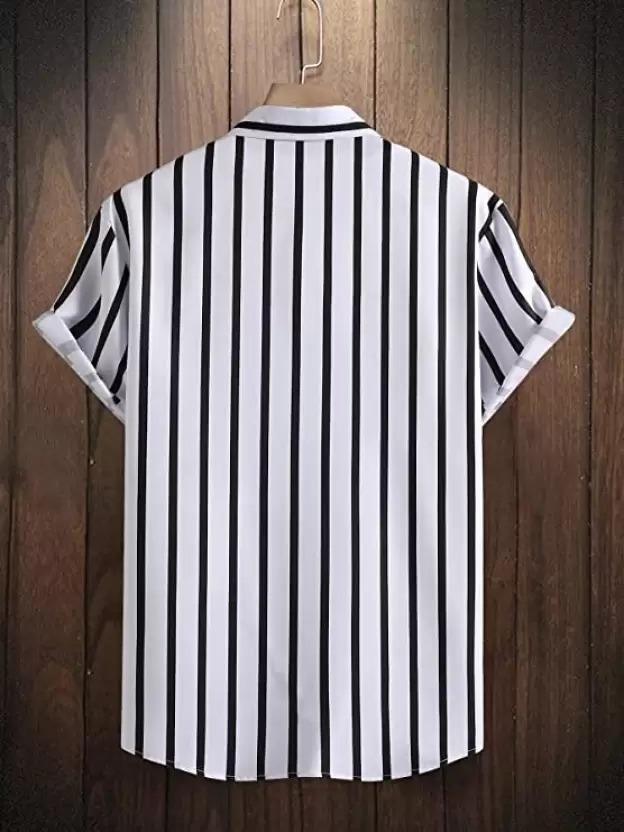 Lycra Blend Stripes Half Sleeves Regular Fit Mens Casual Shirt - Phoenix Addicts