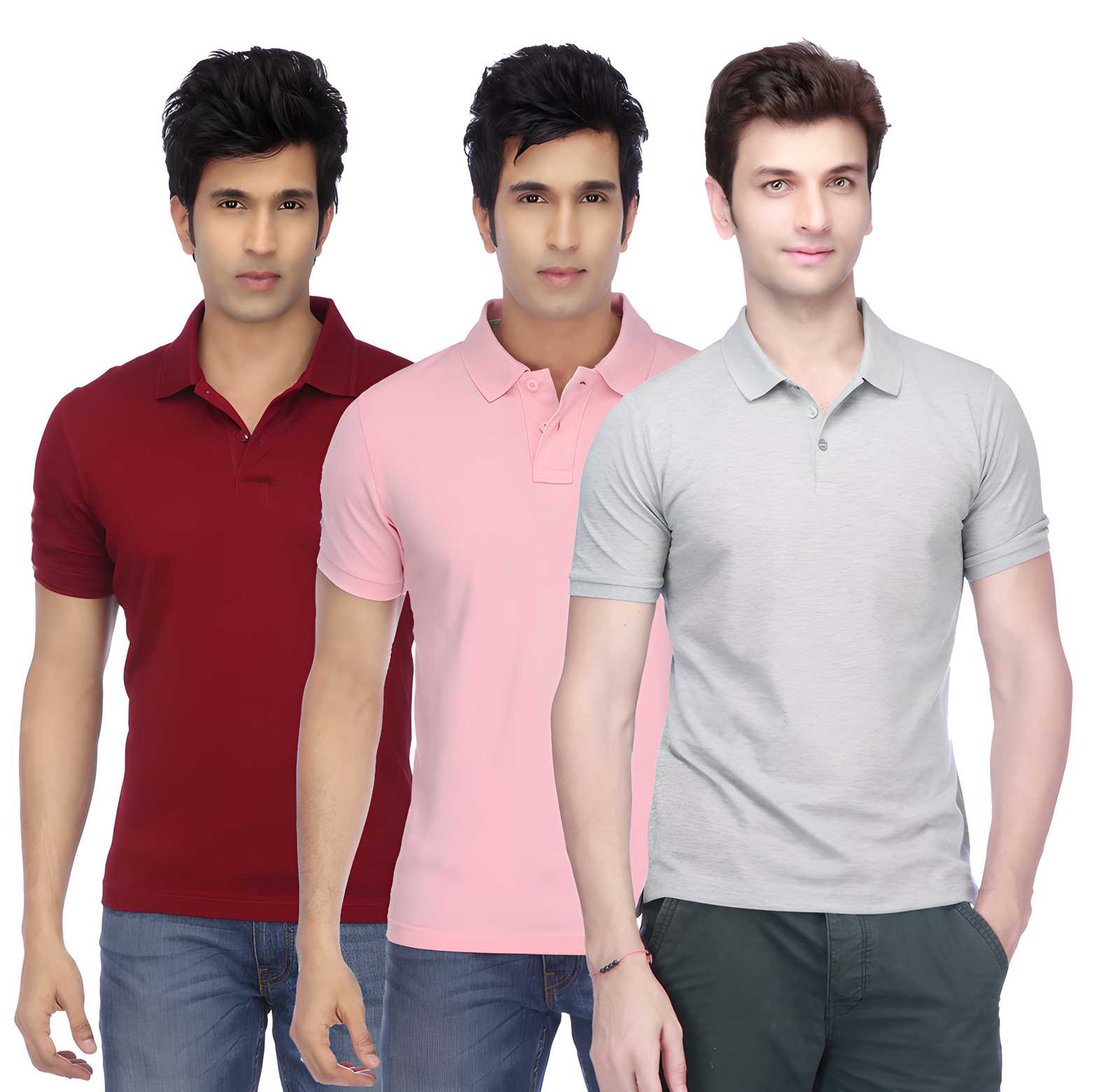 Poly Cotton Solid Half Sleeves Mens Polo T-shirt (Pack of 3) - Phoenix Addicts
