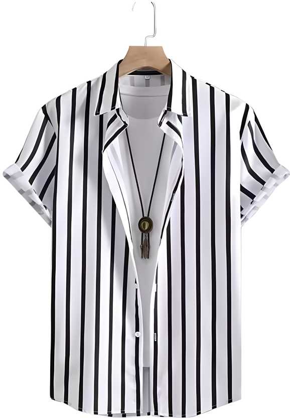 Lycra Blend Stripes Half Sleeves Regular Fit Mens Casual Shirt - Phoenix Addicts